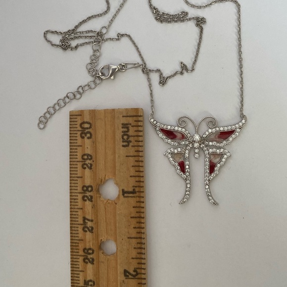 🦋 Butterfly 925 silver handmade enamel cz stones necklace - Picture 3 of 4